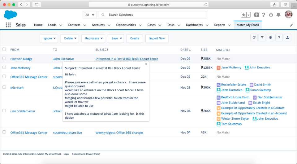 screenshot of Match My Email